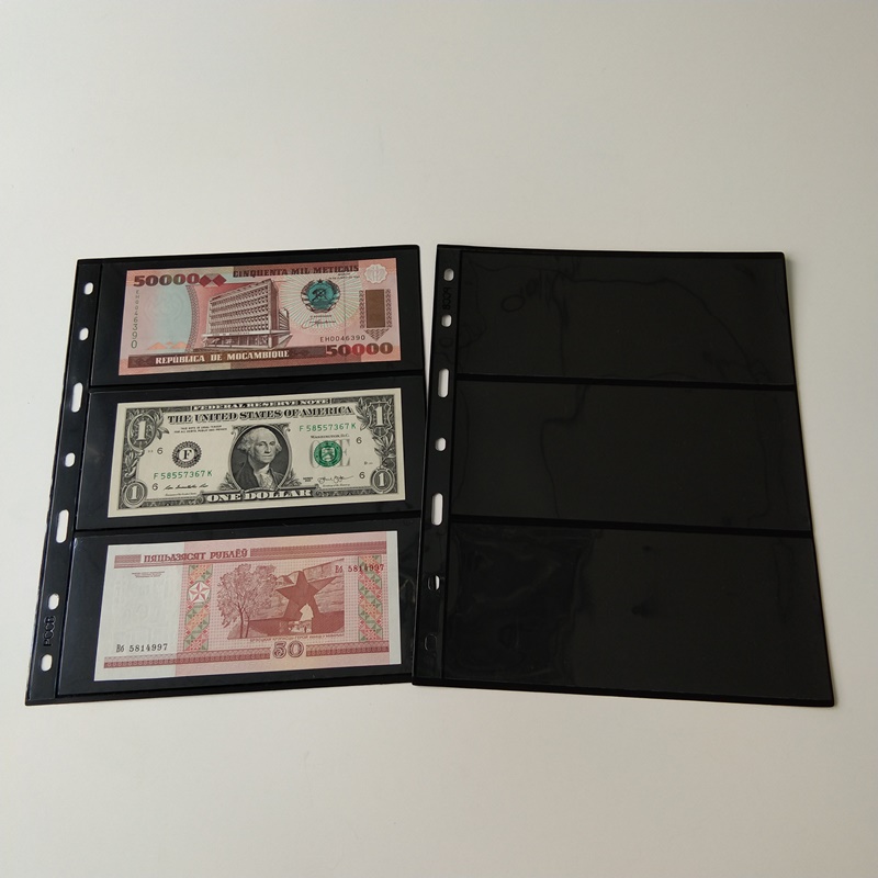 3 Portföljssidor med svart svart valutaförråd för valutaräkningar
